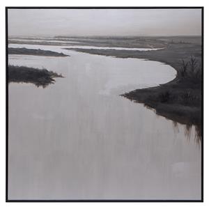 Sunpan 60&quot Modern Wood Lonesome Wetlands Wall Art in Multi-Color