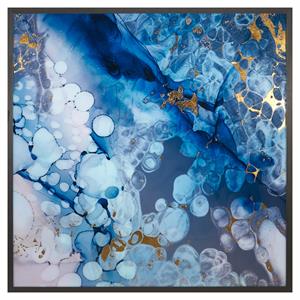 Sunpan 48&quot Modern Acrylic and Wood Chemistry Wall Art in Charcoal/Blue