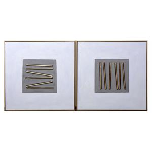 Sunpan 48&quot Modern Wood Pick Up Sticks Wall Art in Gold/Gray (Set of 2)