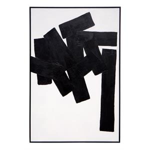 Sunpan 48&quot Modern Canvas and Wood Building Blocks Wall Art in Black
