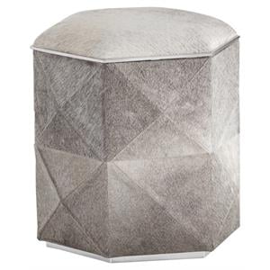 Sunpan Ashanti Modern Cowhide Leather Storage Ottoman in Silver/Gray