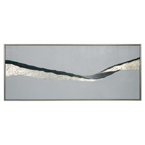 Sunpan 72&quot Modern Canvas and Wood Frequency Wall Art in Silver/Black