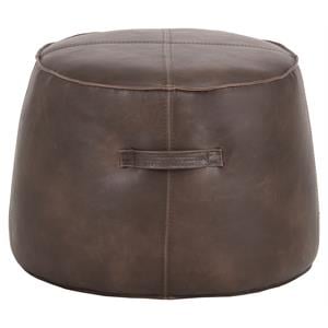 Sunpan Mitchell 21.5&quot Modern Faux Leather Ottoman in Havana Dark Brown