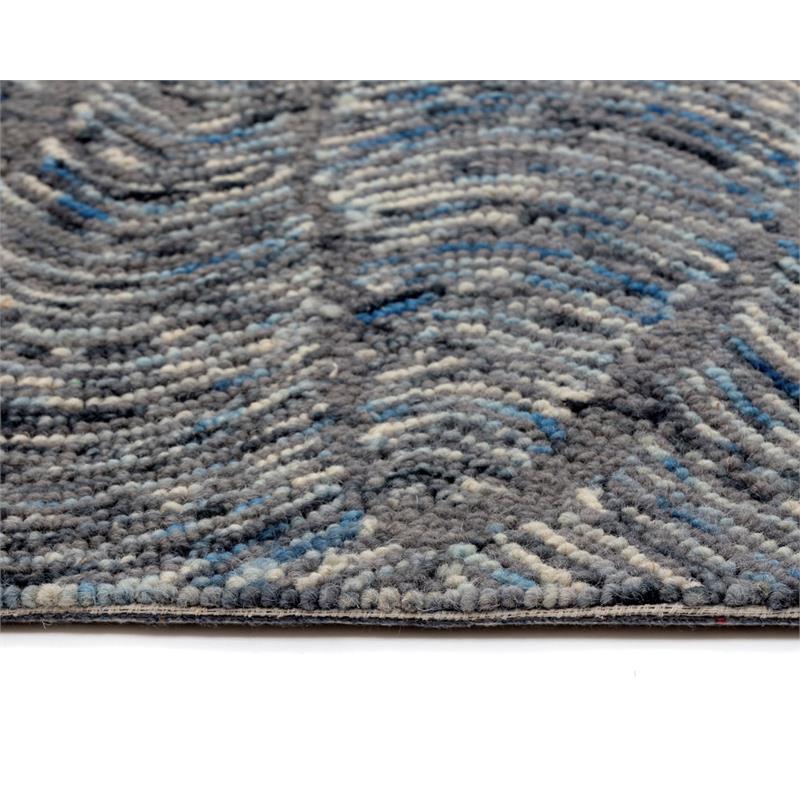Sunpan Corfu 8x10 Modern Wool Hand-Tufted Rug in Blue/Charcoal