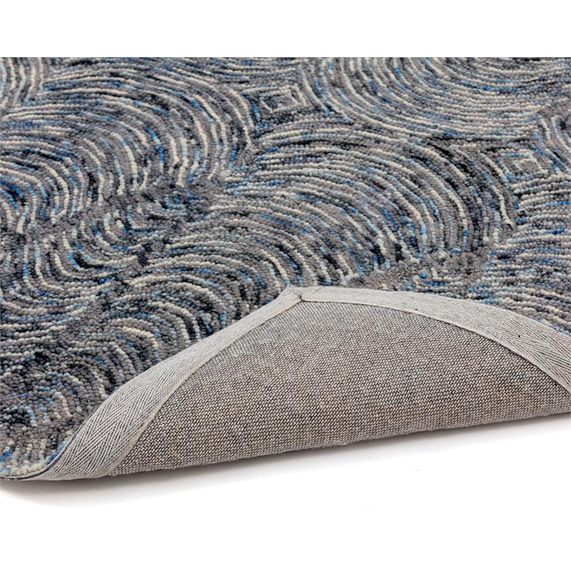 Sunpan Corfu 8x10 Modern Wool Hand-Tufted Rug in Blue/Charcoal