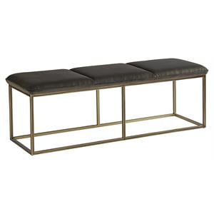 Sunpan Alley 60.25&quot Transitional Fabric and Steel Bench in Rustic Bronze