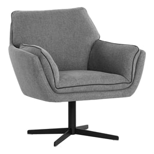 Sunpan Florelle 17&quot Modern Fabric Swivel Lounge Chair in Belfast Koala Gray