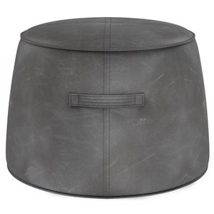 Sunpan Mitchell 21.5&quot Modern Faux Leather Ottoman in Overcast Gray