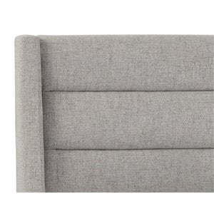 Sunpan Emmit 72.5&quot Modern Fabric and Wood Queen Bed in Marble Gray/Black