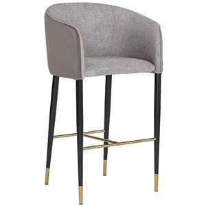 Sunpan Asher 30.5&quot Modern Fabric Barstool in Flint Gray/Napa Taupe
