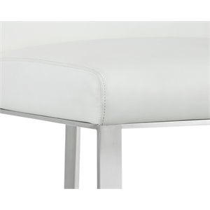 Sunpan Dean 26&quot Modern Leather Counter Stool in Stainless Steel/Cantina White