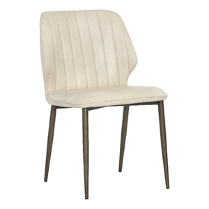 Sunpan Clinton 19.50&quot Modern Faux Leather Dining Chair in Bravo Cream (Set of 2)