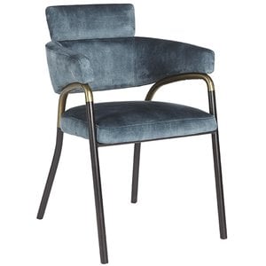 Sunpan Sharqui 20&quot Modern Fabric Dining Armchair in Nono Petrol Blue