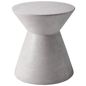 Sunpan Astley 17.5&quot Round Modern Sealed Concrete End Table in White