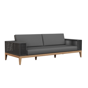 Sunpan Salerno 16.25&quot Modern Fabric and Wood Sofa in Gracebay Gray