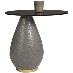 Sunpan Maeva 23.5&quot Oval Modern Glass and Concrete End Table in Gray
