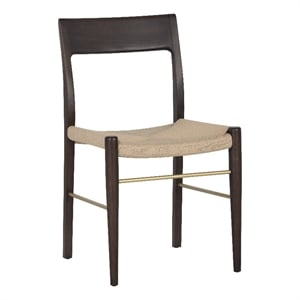 Sunpan Bondi 19.5&quot Wood Dining Chair with Brass Stretchers in Walnut (Set of 2)
