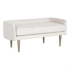 Sunpan Sammy 53&quot Modern Fabric and Stainless Steel Bench in Cream Sky