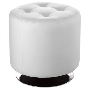Sunpan Domani 18&quot Small Modern Faux Leather Swivel Ottoman in White
