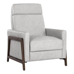 Sunpan Brandon 19.5&quot Modern Leather Recliner in Saloon Light Gray