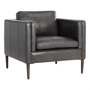Sunpan Richmond 20.25&quot Modern Leather Armchair in Brentwood Charcoal