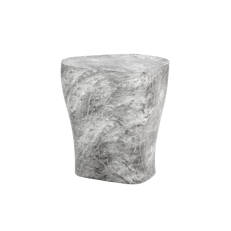 Sunpan Dali Concrete End Table - Large - Marble Look - Gray