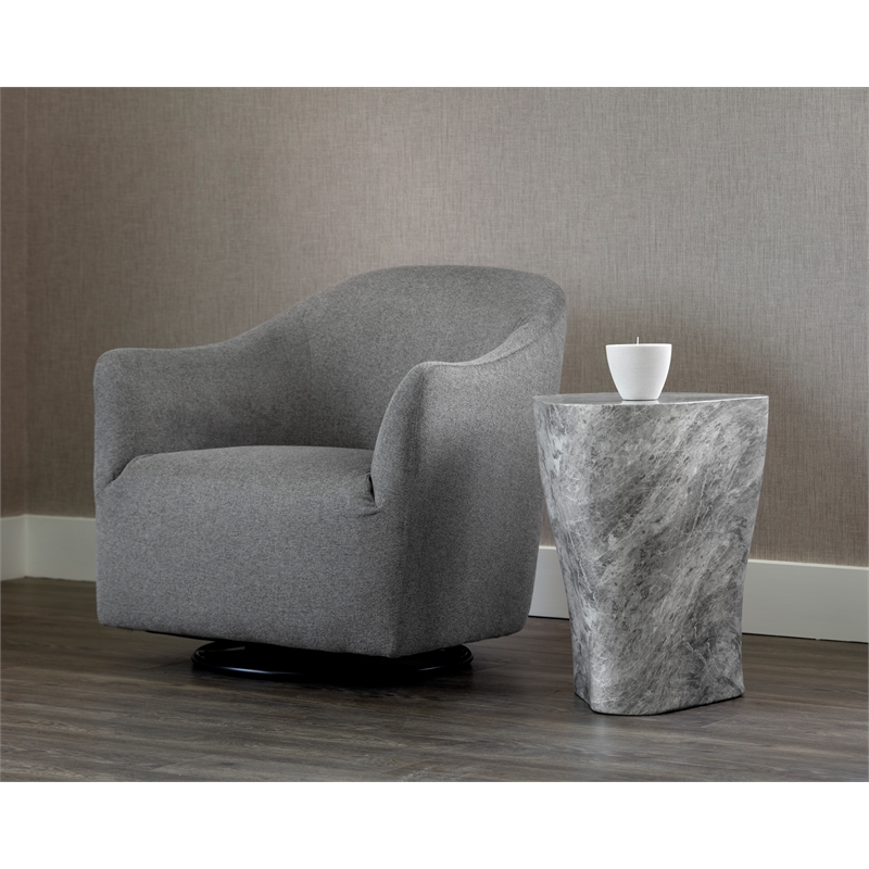Sunpan Dali Concrete End Table - Large - Marble Look - Gray