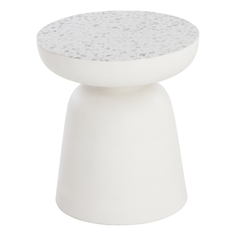 Sunpan Lucida Concrete End Table - Terrazzo - White
