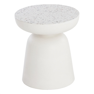 Sunpan Lucida Concrete End Table - Terrazzo - White