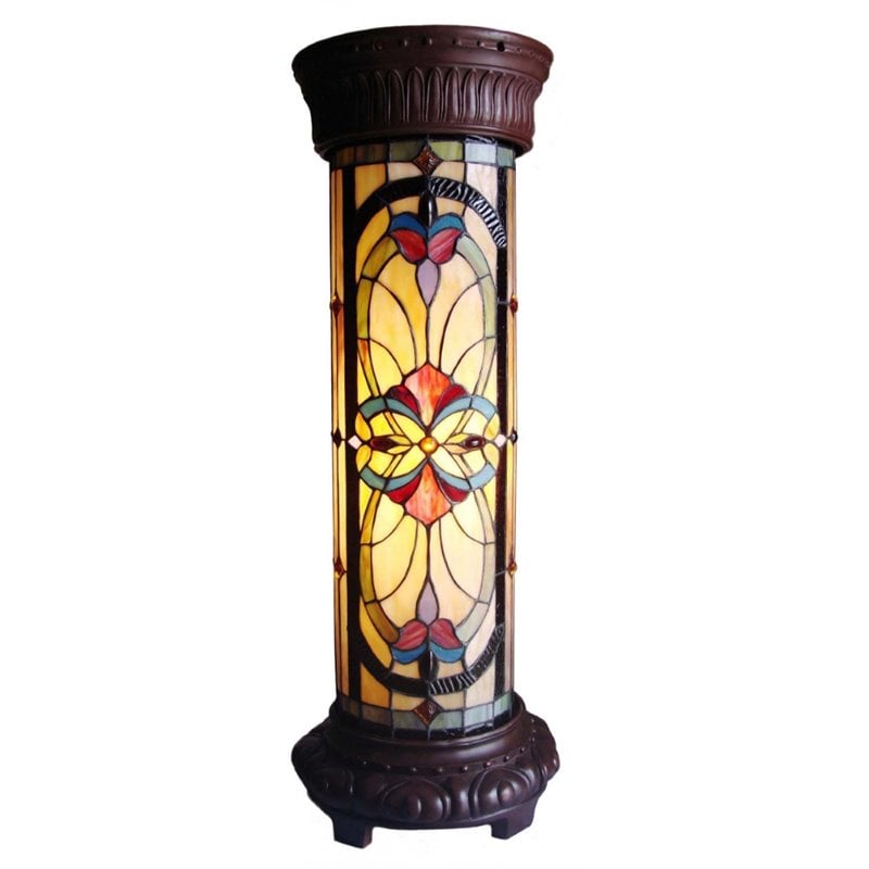 CHLOE Ruby Spectacle Glass 2 Light Victorian Pedestal Light Fixture 30