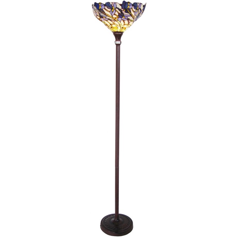 CHLOE 1 Light Tiffany-style Iris Torchiere Floor Lamp 17
