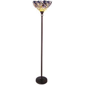 CHLOE 1 Light Tiffany-style Iris Torchiere Floor Lamp 17&quot Shade