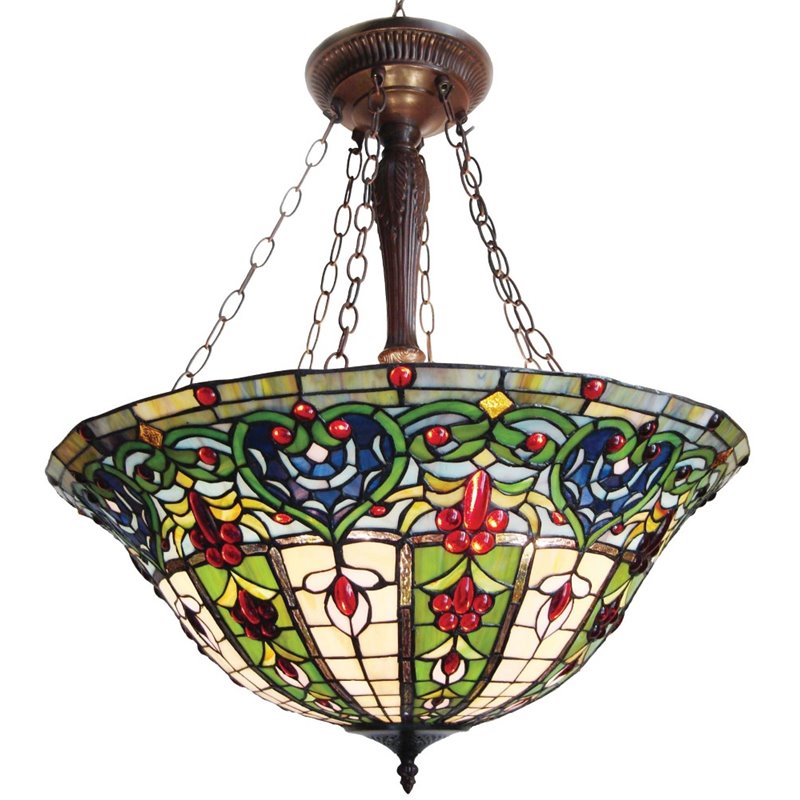 CHLOE Tiffany-style 3 Light Victorian Inverted Hanging Pendant Fixture 22