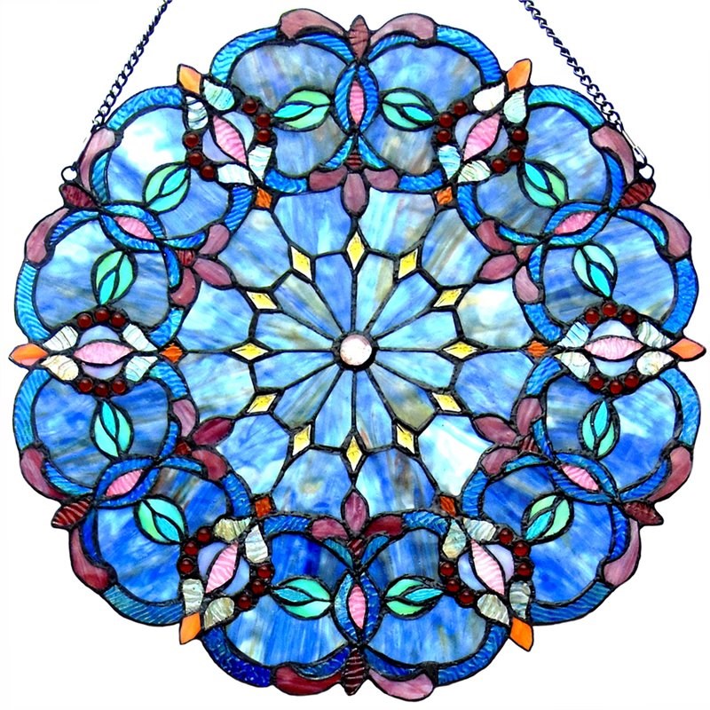 CHLOE Alisa Tiffany-Style Victorian Stained-Glass Window Panel 20