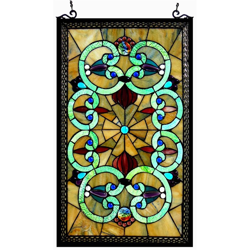 CHLOE Heather Tiffany-glass Victorian Window Panel 17x28