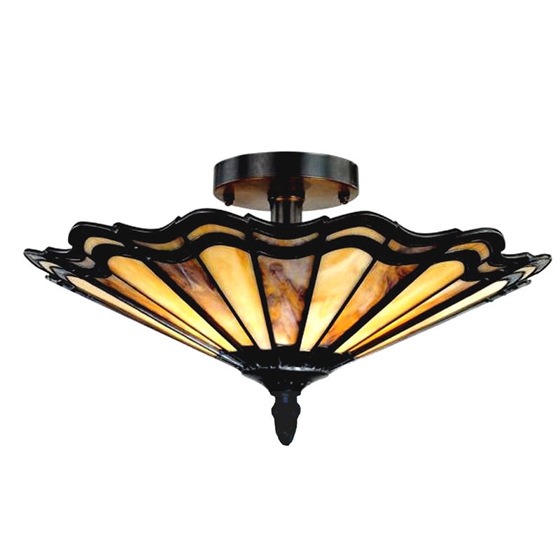 CHLOE Heidi Tiffany-style 2 Light Semi-flush Ceiling Fixture 16
