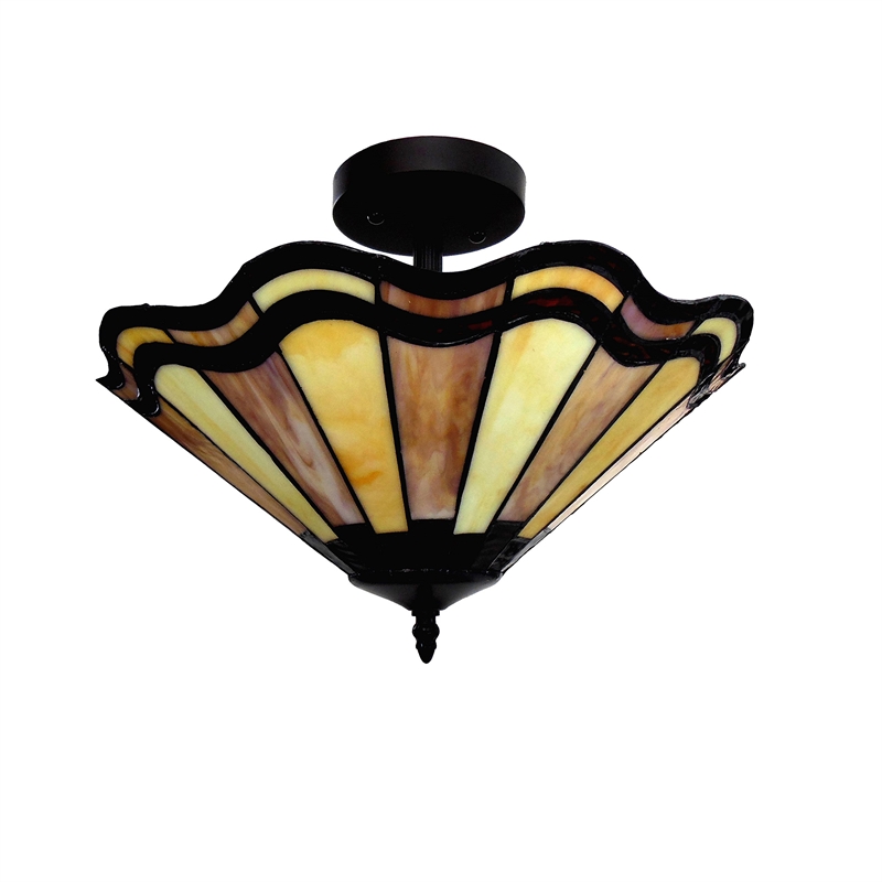 CHLOE Heidi Tiffany-style 2 Light Semi-flush Ceiling Fixture 16