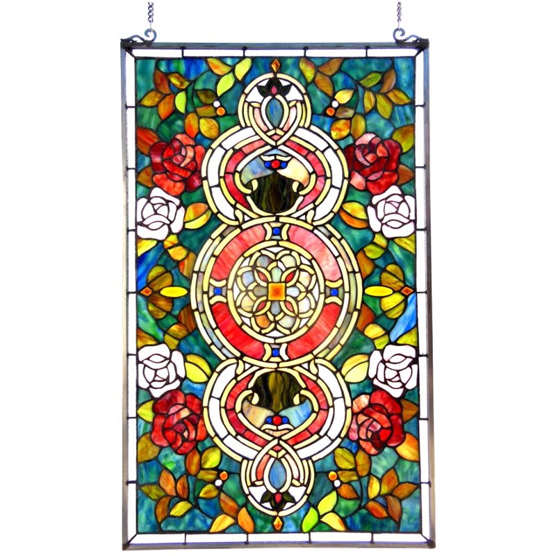 CHLOE Eureka Sonara Tiffany-glass Victorian Window Panel 20x32