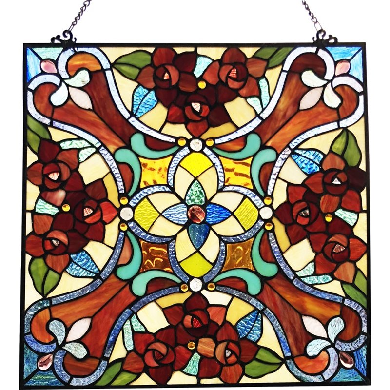 CHLOE Noelle Victorian Tiffany-glass Window Panel 20