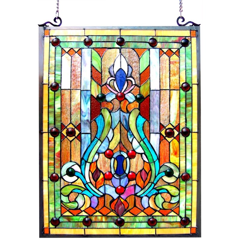 CHLOE Tiffany-glass Victorian Window Panel 18x24