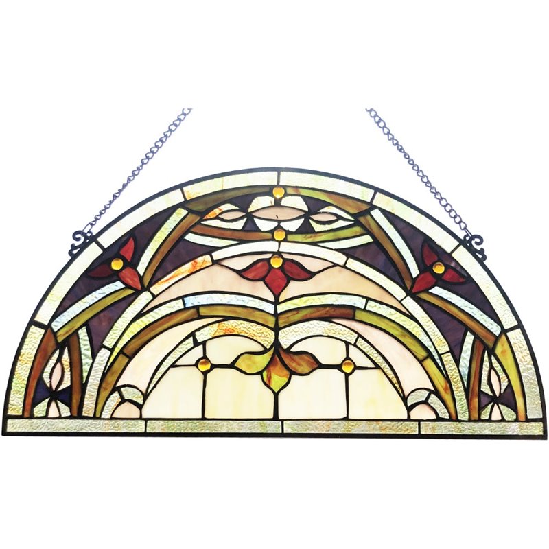 CHLOE Marion Tiffany-Style Victorian Stained-Glass Window Panel 12.5