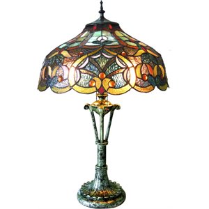 CHLOE Alessandra Tiffany-style 2 Light Victorian Table Lamp 17&quot Shade