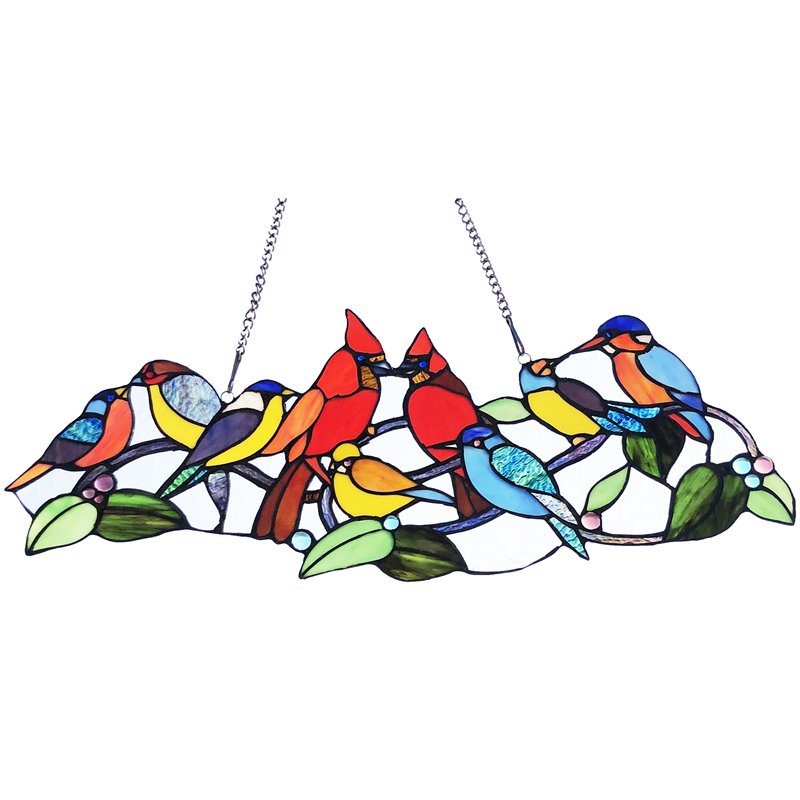 CHLOE Rubina Tiffany-Style Animal Stained Glass Window Panel 10