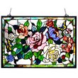 CHLOE Ruthie Tiffany-glass featuring Roses & Butterflies Window Panel 27x19