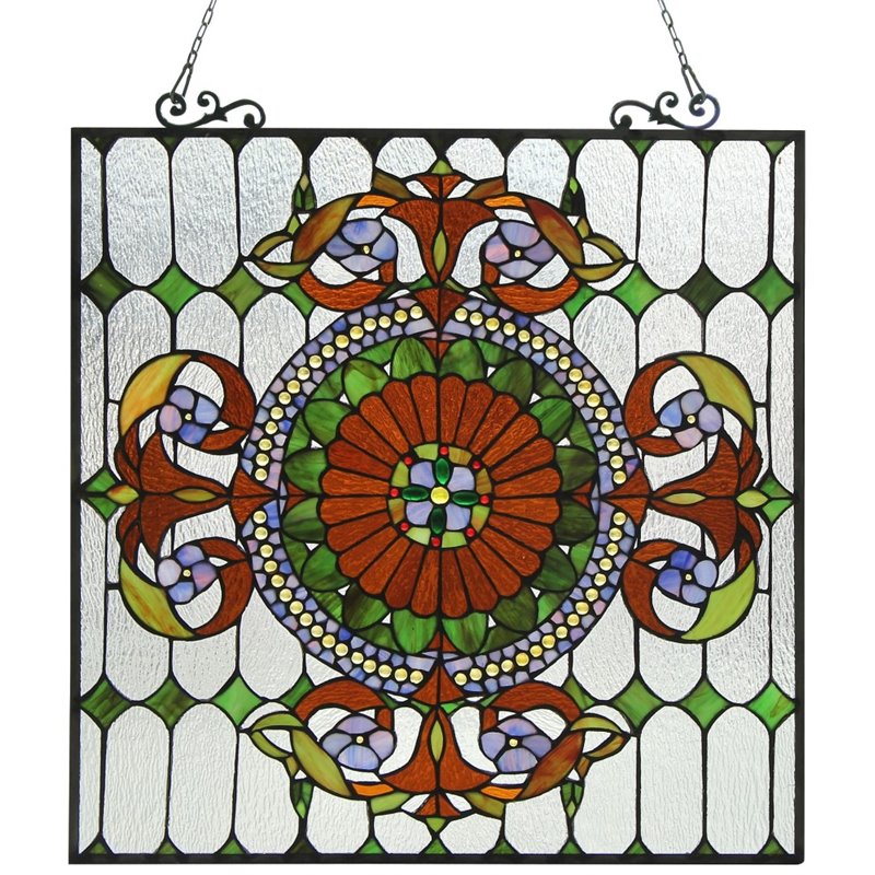 CHLOE Tiffany-glass Victorian Window Panel 25x25