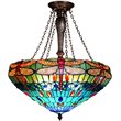CHLOE Scarlett Tiffany 3 Light Dragonfly Inverted Ceiling Pendant 24