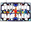 CHLOE Tiffany-glass featuring Gathering Birds Window Panel 32x20