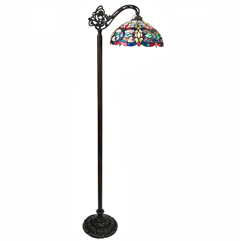 CHLOE Vivian Tiffany-Style Victorian Stained Glass Reading Floor Lamp 60