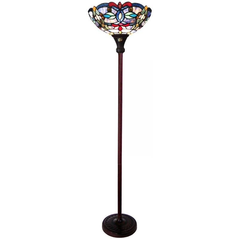 CHLOE Vivian Tiffany Victorian Stained Glass Torchiere Floor Lamp 69