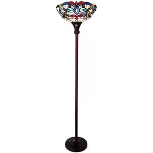 CHLOE Vivian Tiffany Victorian Stained Glass Torchiere Floor Lamp 69&quot Height